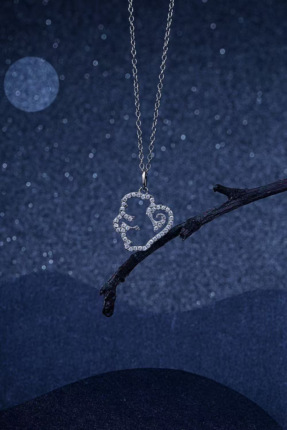 Delicate Monkey Silvertone & Gold Plated Pendant Necklace