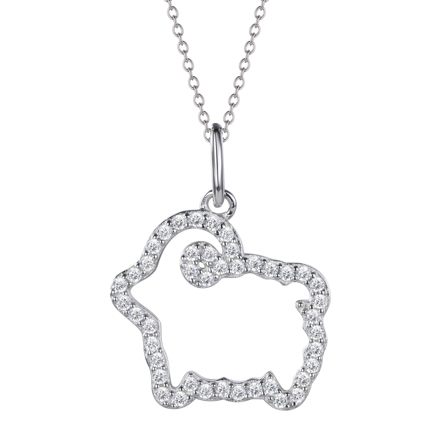 Goat- White Golden Plated Silver Zodiac Animal Pendant.