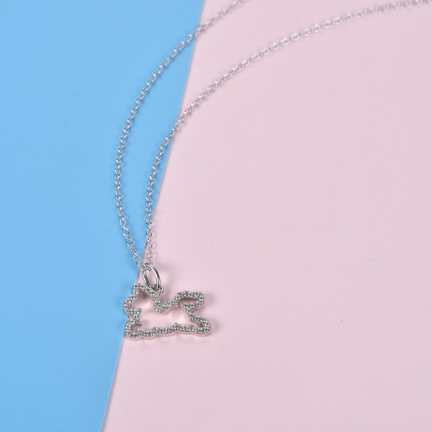 Horse:White Golden Plated Silver Zodiac Animal Pendant.