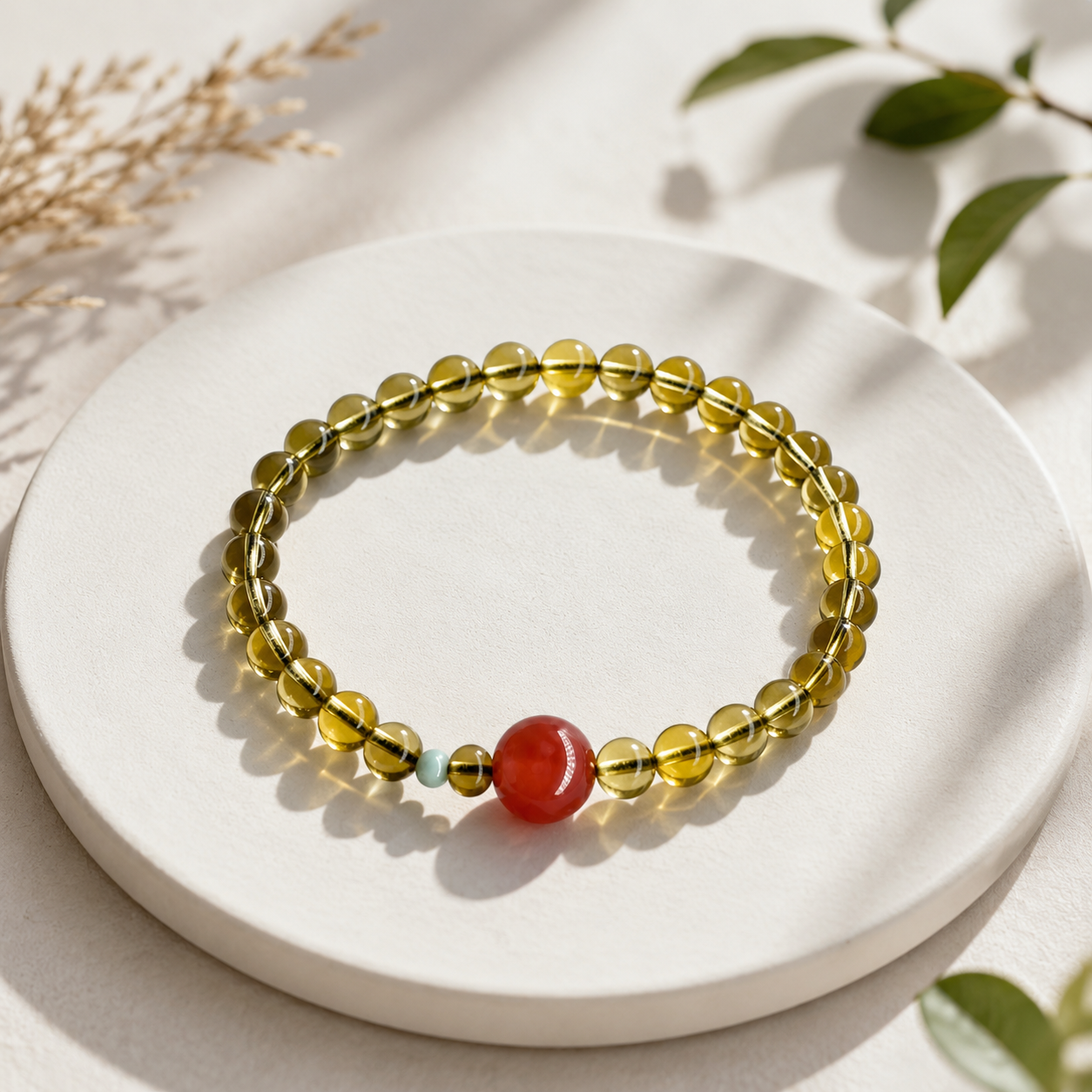 Natural Mexican Amber Bracelet – Golden Honey Amber Crystal Beaded Bracelet