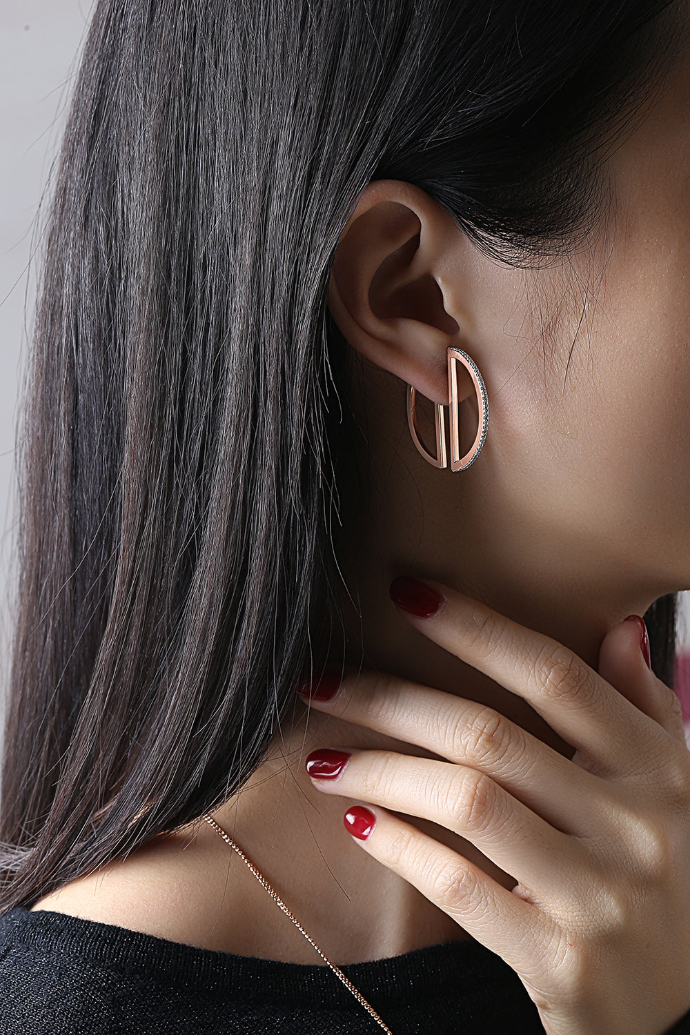 CAI Women Collection - Gold Plated 925 Silver Simple Line Earring