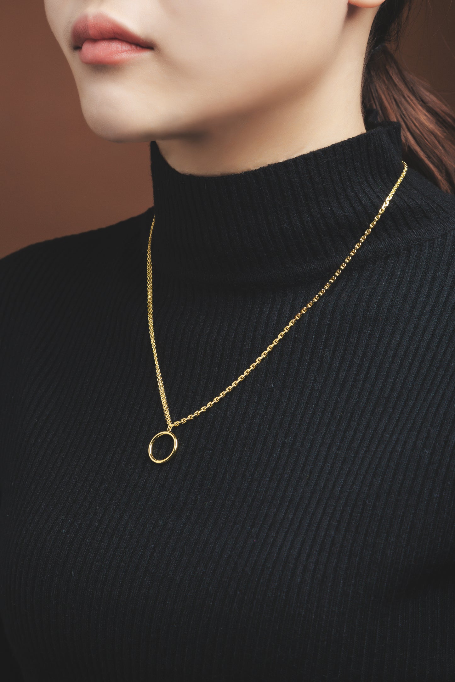 CAI Women Collection - Gold plated 925 Silver Double Line Pendant Necklace