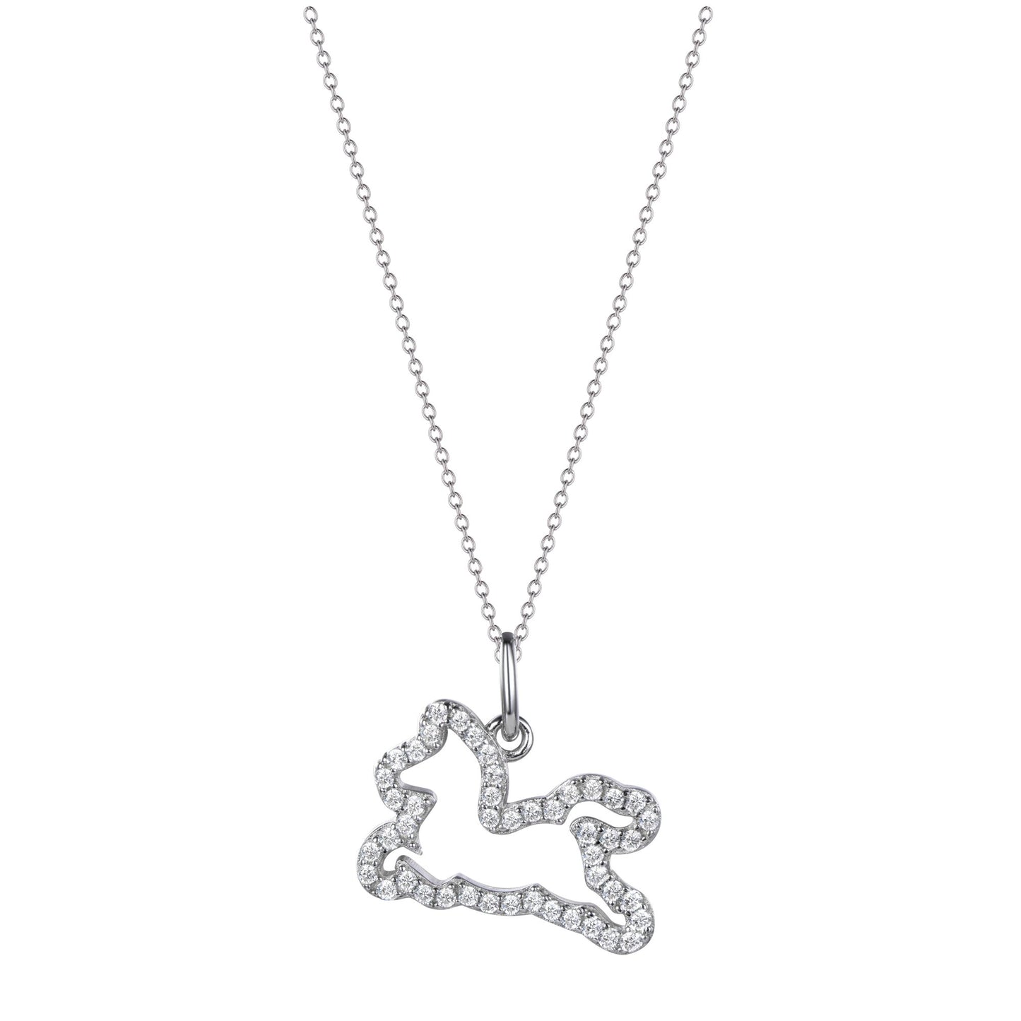 Horse：White Golden Plated Silver Zodiac Animal Pendant.