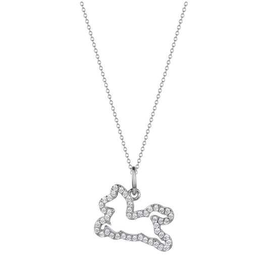 Horse：White Golden Plated Silver Zodiac Animal Pendant.