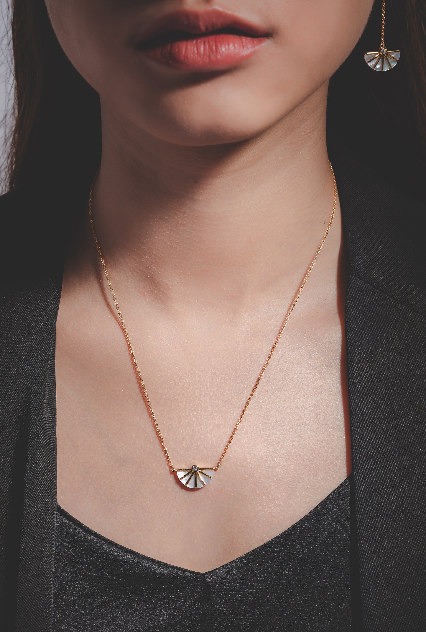 Sun Goddess Collection - Gold Plated 925 Silver  Fan Necklace