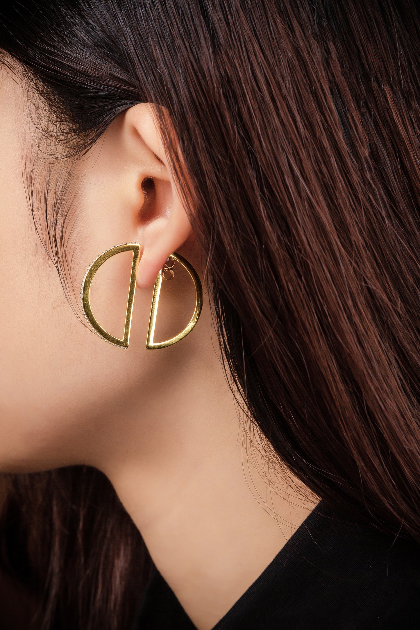 CAI Women Collection - Gold Plated 925 Silver Simple Line Earring