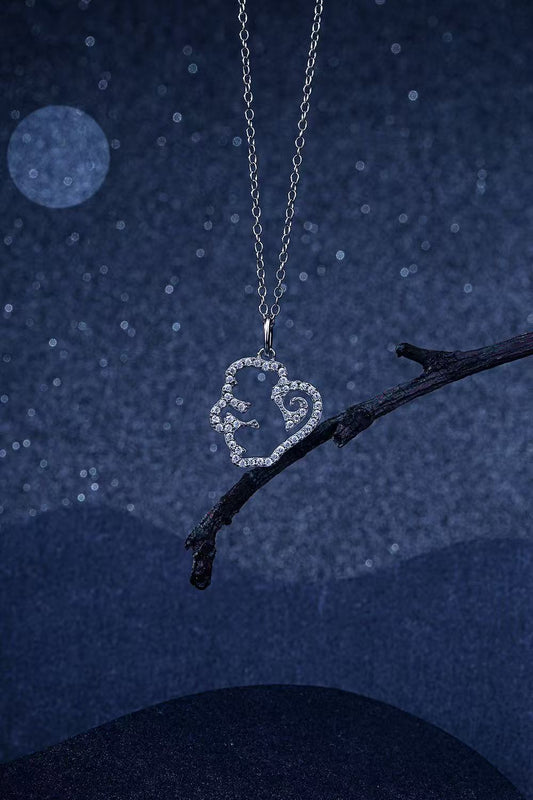 Delicate Monkey Silvertone & Gold Plated Pendant Necklace