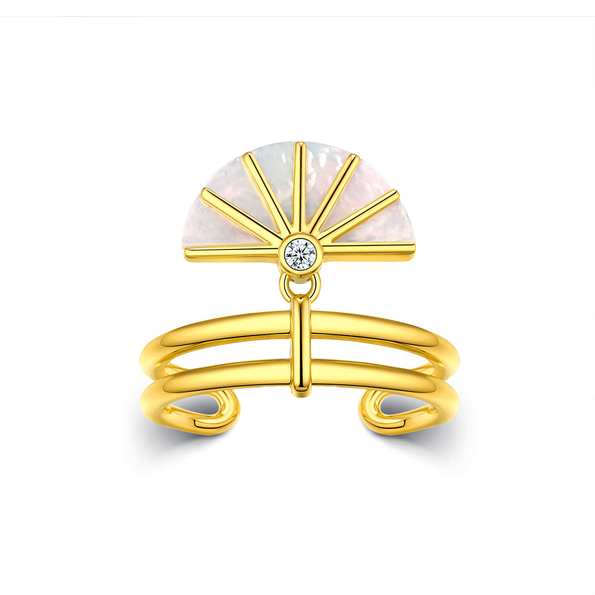 Sun Goddess Collection - Gold Plated 925 Silver  Fan Open Ring