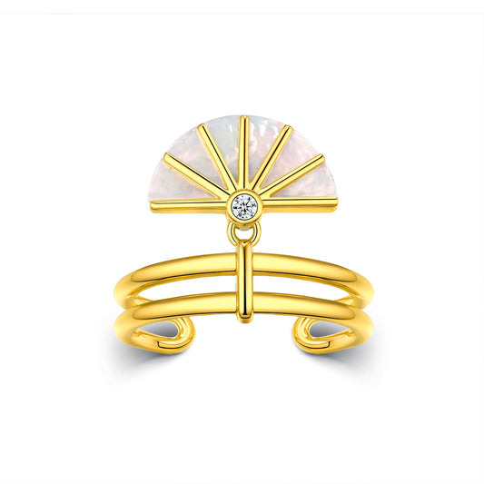 Sun Goddess Collection - Gold Plated 925 Silver  Fan Open Ring