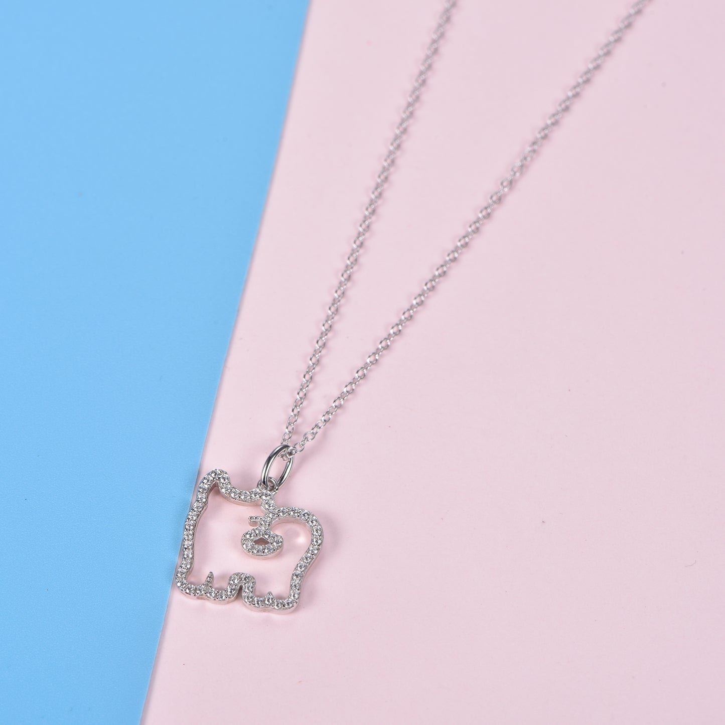 Dog - White Golden Plated Silver Zodiac Animal Pendant.