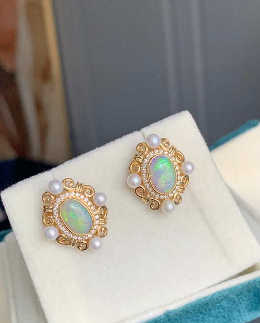 Lightning Ridge Black Crystal Opal Earrings