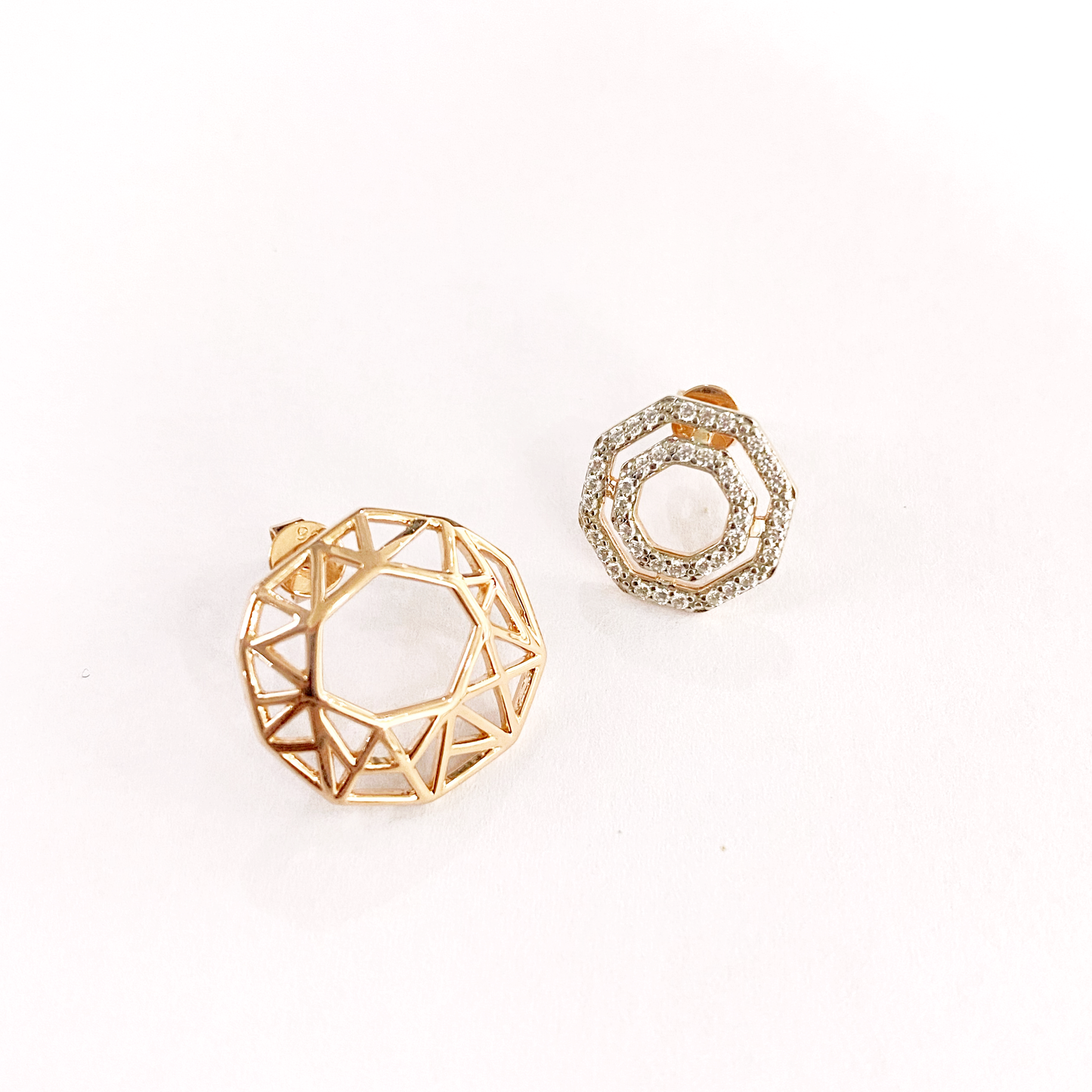 CAI Women Collection - Gold plated 925 Silver Hexagon Earring