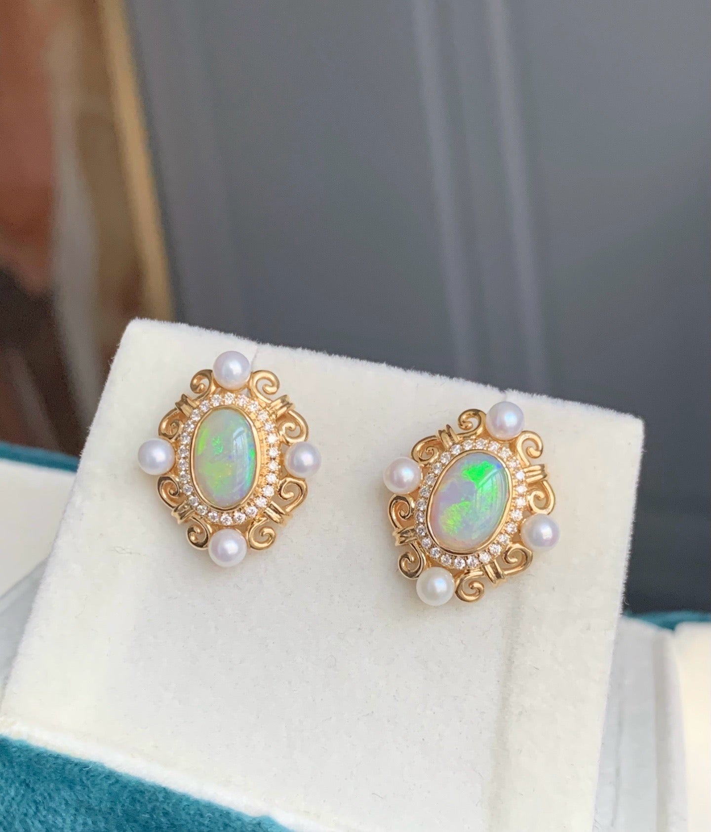 Lightning Ridge Black Crystal Opal Earrings