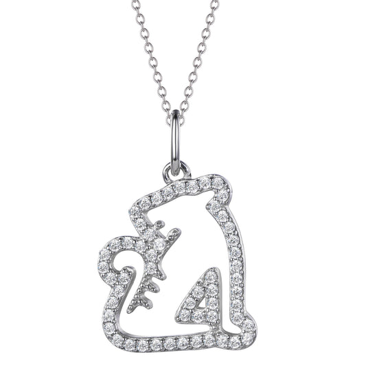 Tiger-Golden Plated Silver Zodiac Animal Pendant.