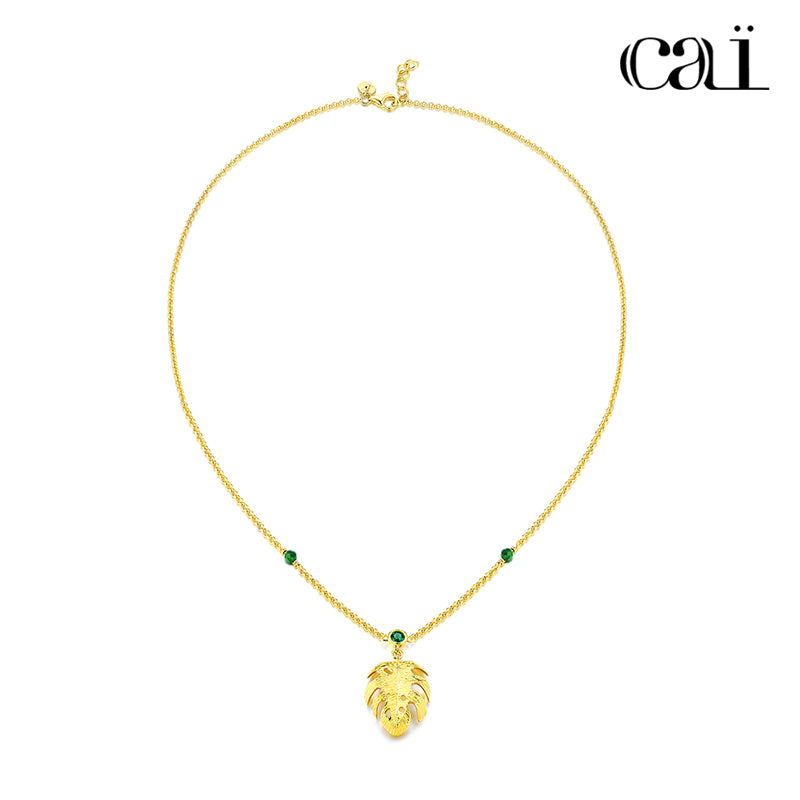 Sun Goddess Collection - Gold Plated 925 Silver  leaf Pendant Necklace
