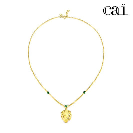 Sun Goddess Collection - Gold Plated 925 Silver  leaf Pendant Necklace