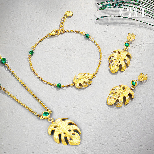 Monstera Leaf Gold-Plated Jewelry Earing
