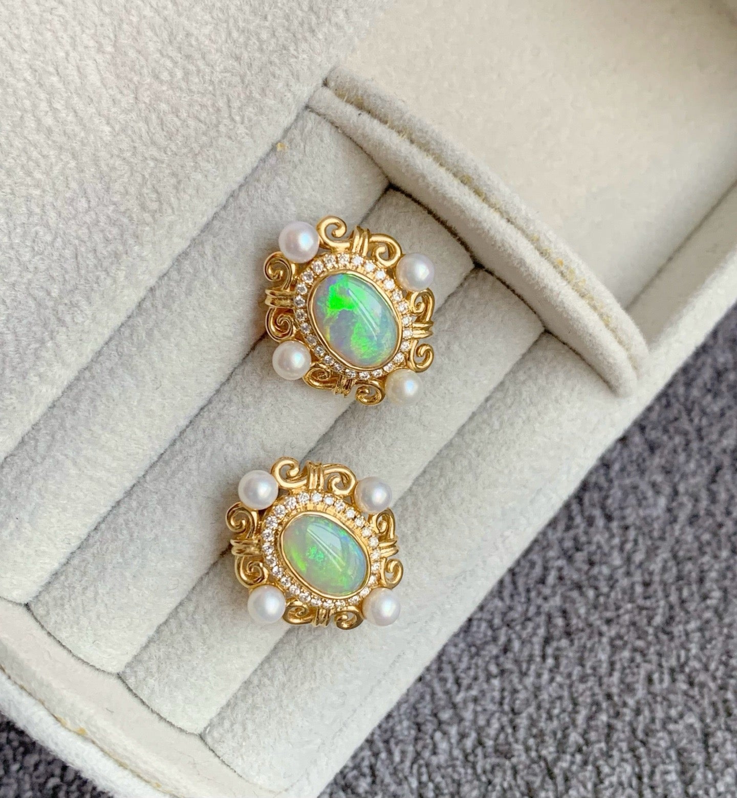 Lightning Ridge Black Crystal Opal Earrings