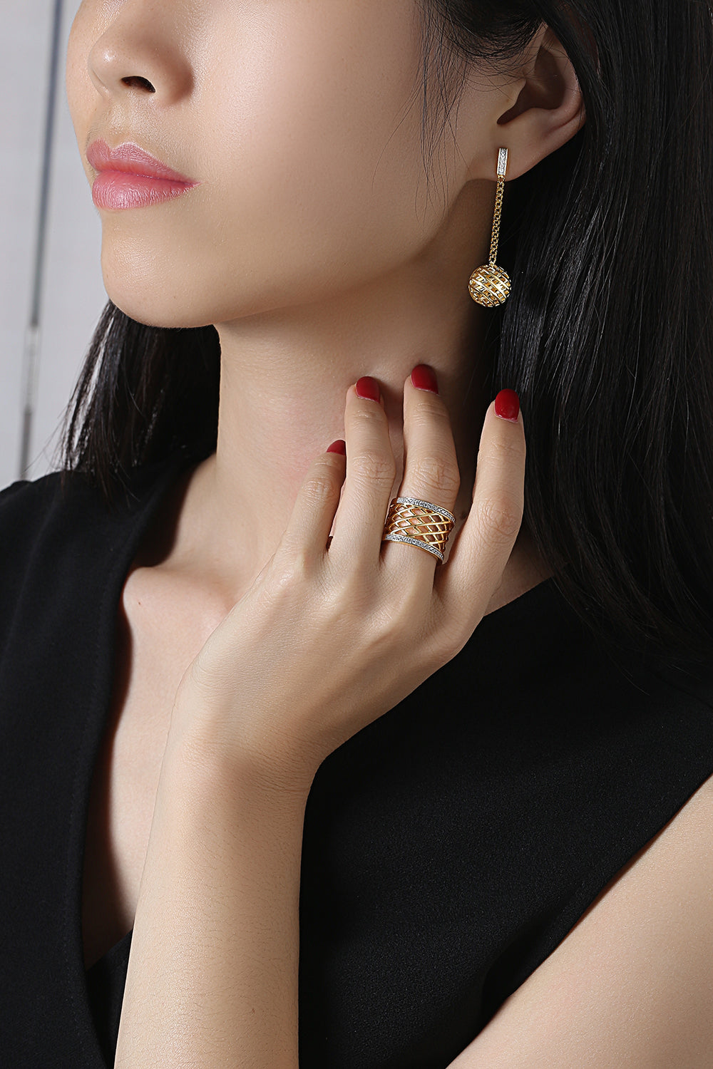 CAI Women Collection - Golden Plated 925 Silver Ring