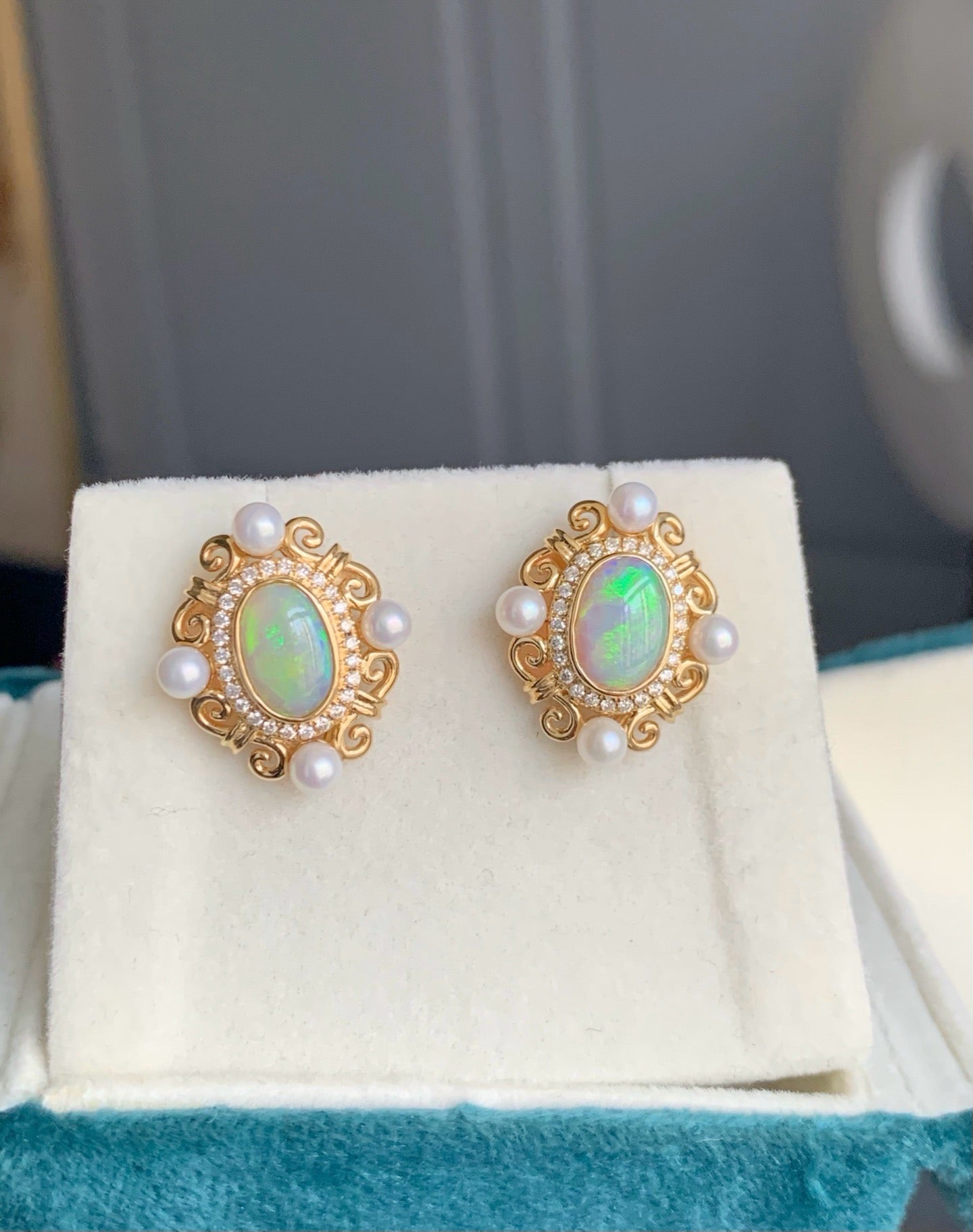 Lightning Ridge Black Crystal Opal Earrings