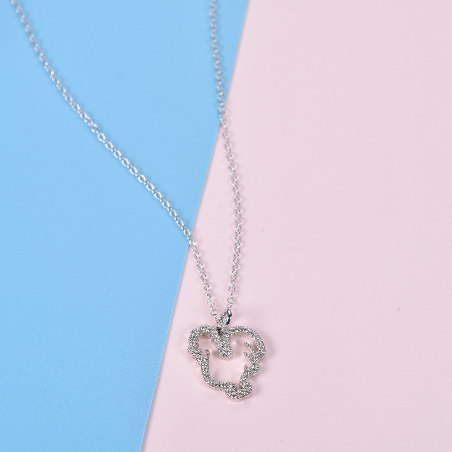 Rooster - White Golden Plated Silver Zodiac Animal Pendant.