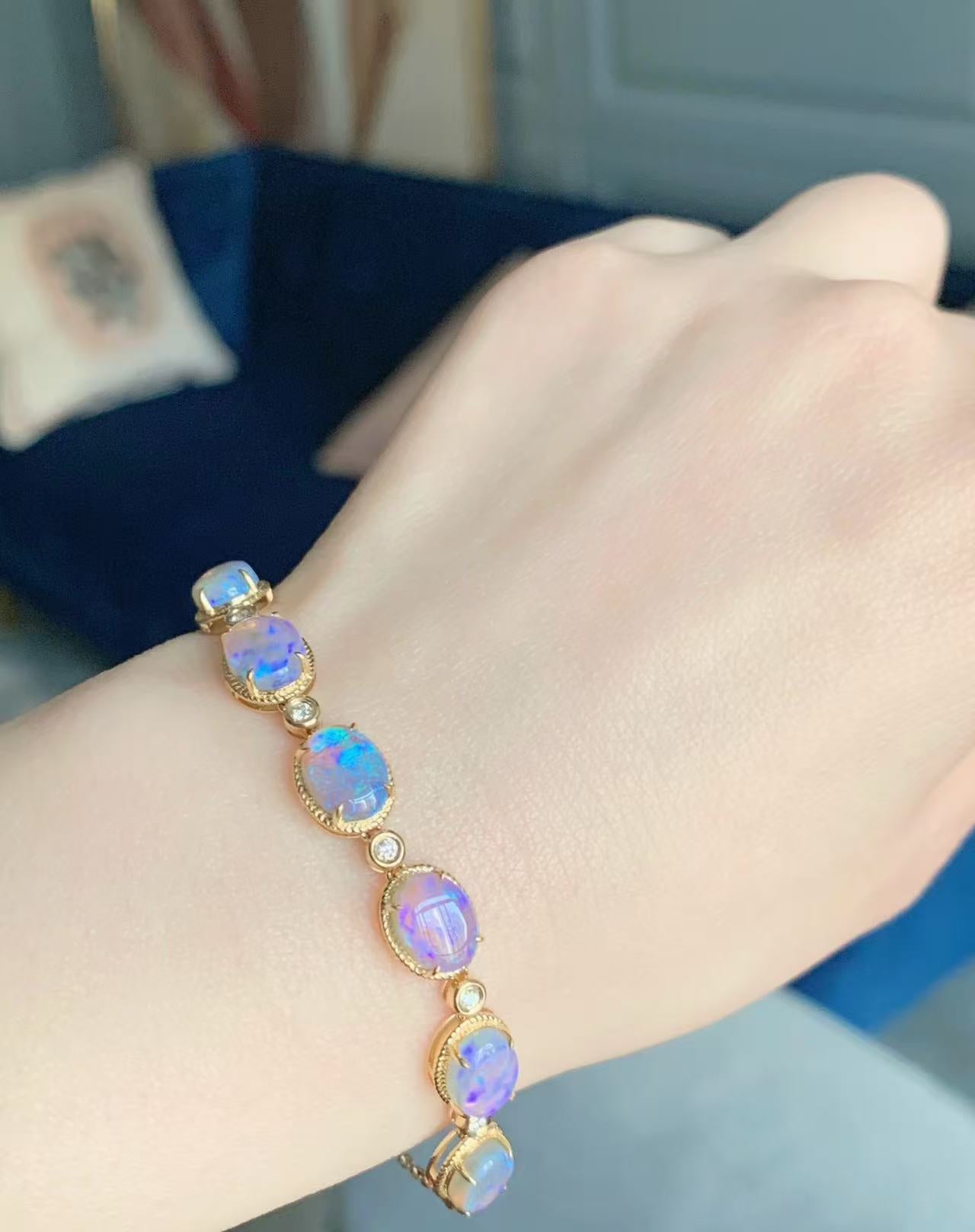 Fancy opal bracelets with 18k gold