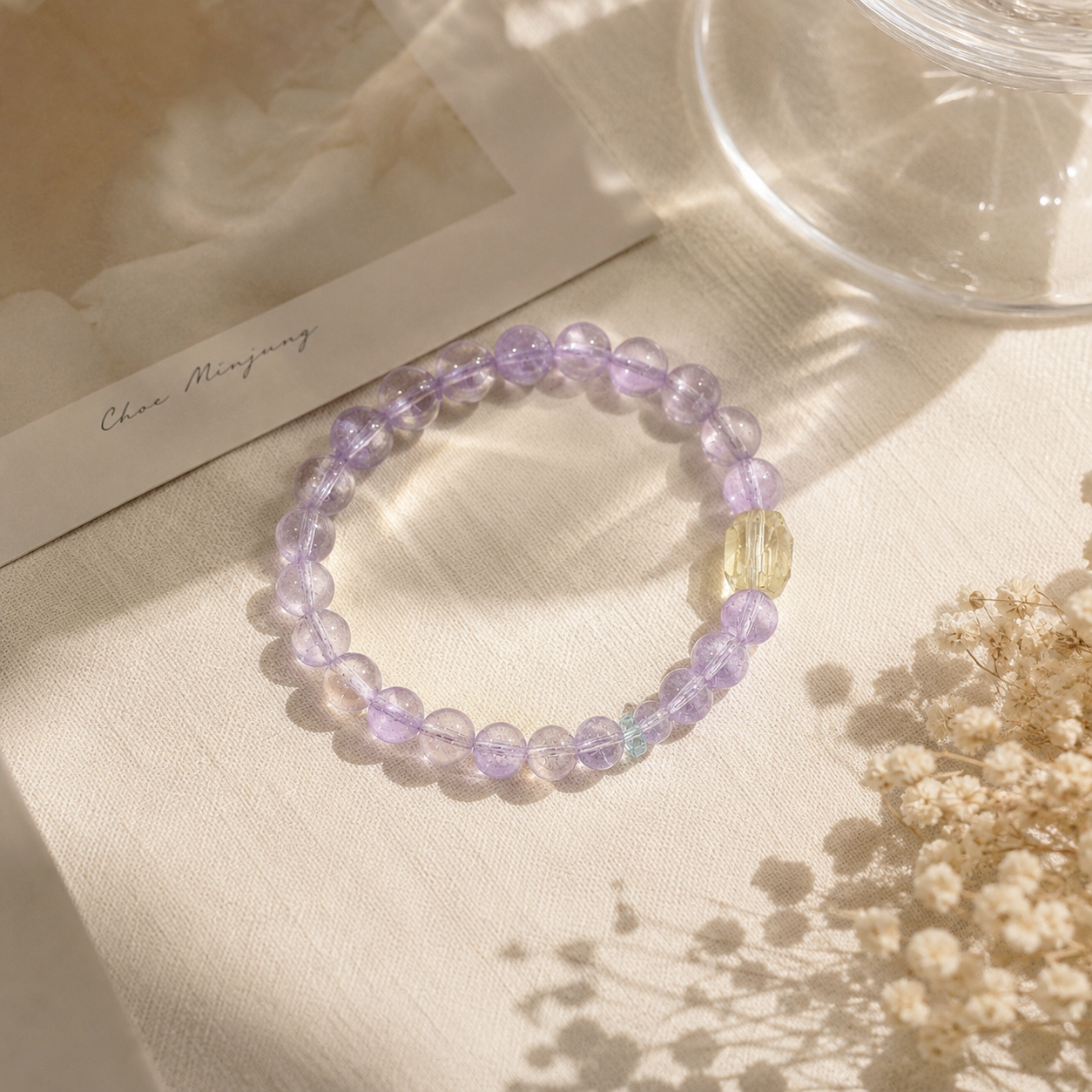 Natural Amethyst bracelet with Citrine accents