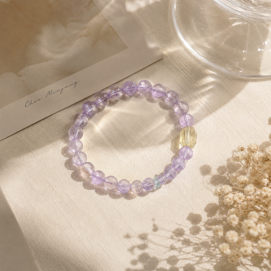 Natural Amethyst bracelet with Citrine accents