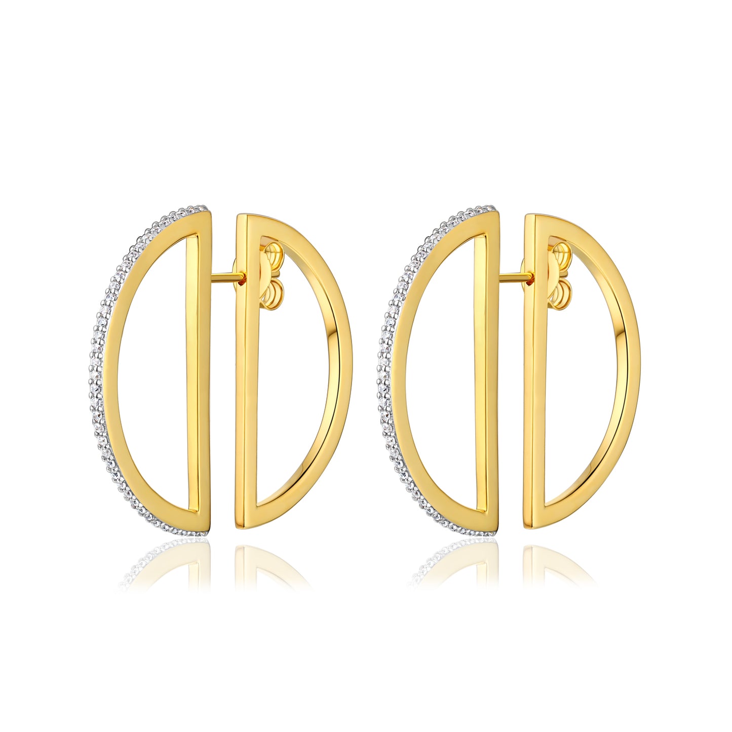 CAI Women Collection - Gold Plated 925 Silver Simple Line Earring