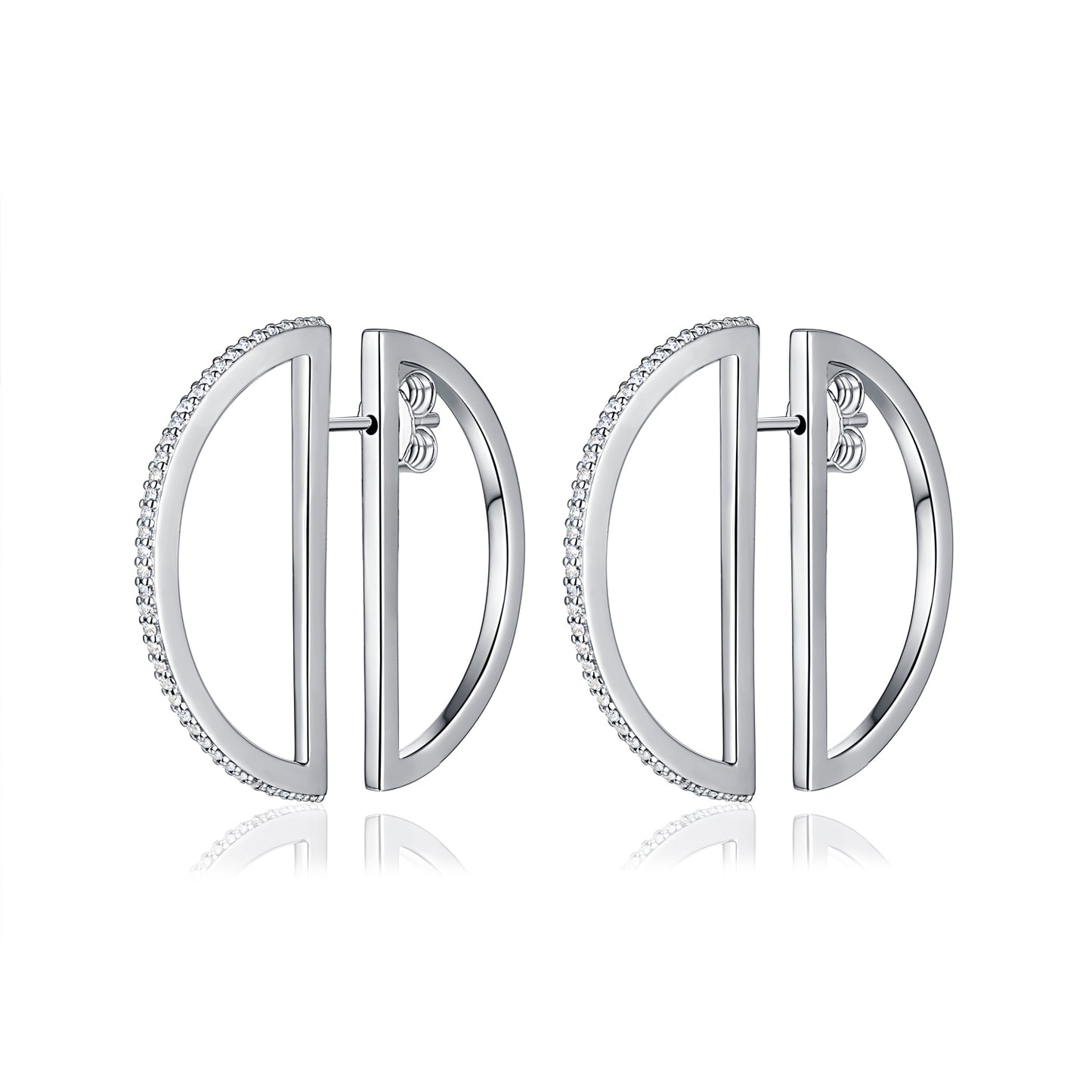 CAI Women Collection - Gold Plated 925 Silver Simple Line Earring