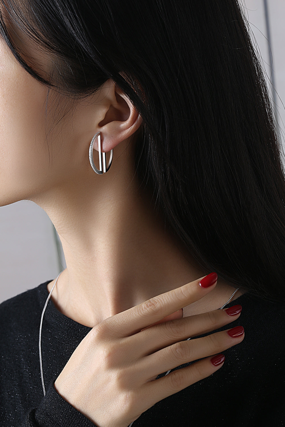 CAI Women Collection - Gold Plated 925 Silver Simple Line Earring