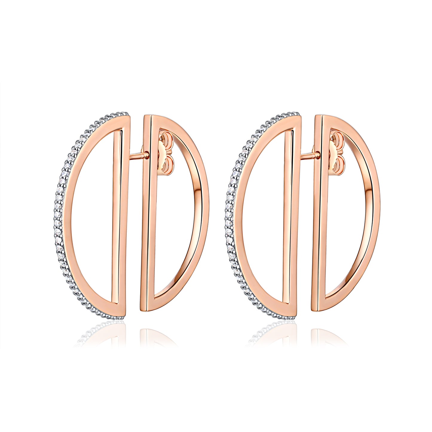 CAI Women Collection - Gold Plated 925 Silver Simple Line Earring