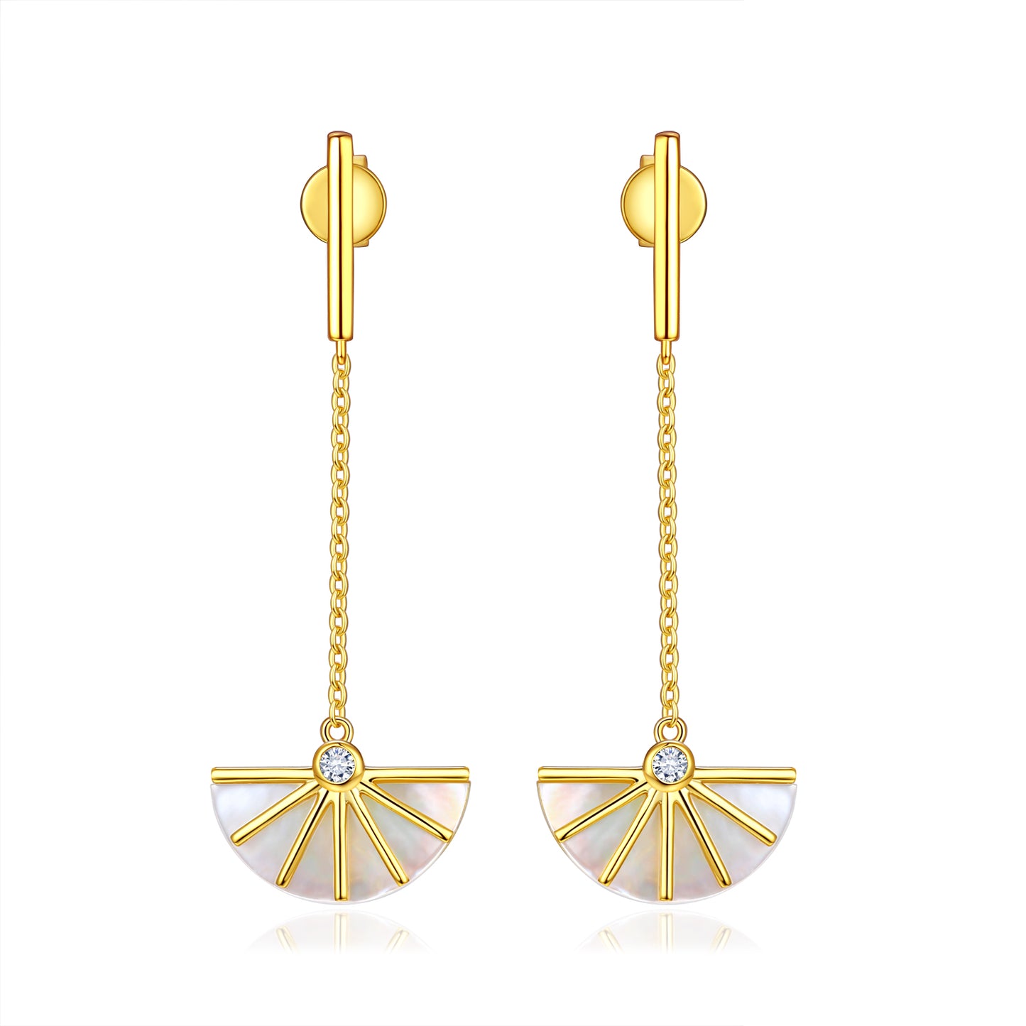 Sun Goddess Collection - Gold Plated 925 Silver  Fan Drop Earring