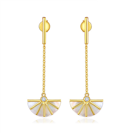 Sun Goddess Collection - Gold Plated 925 Silver  Fan Drop Earring