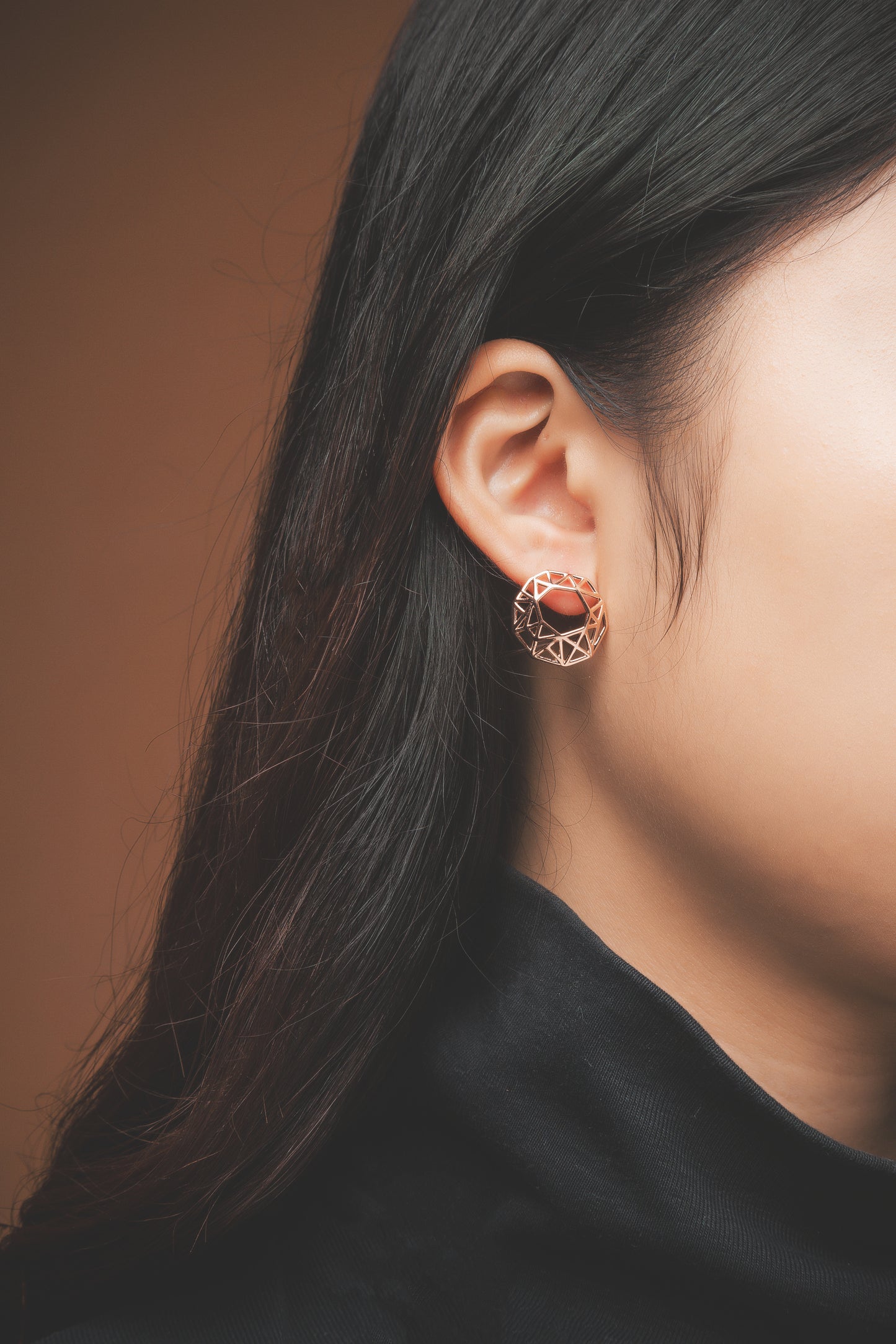 CAI Women Collection - Gold plated 925 Silver Hexagon Earring