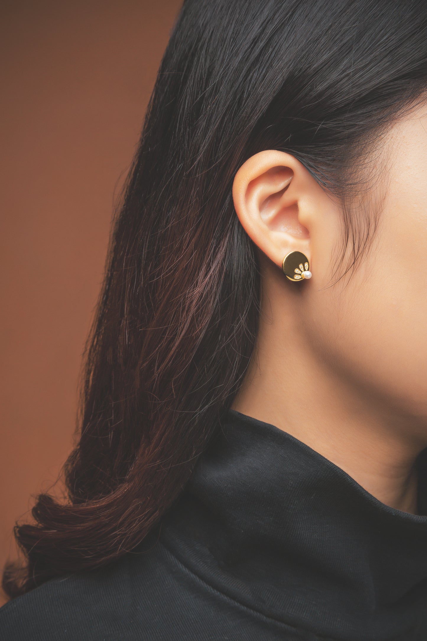 CAI Women Collection - Gold plated 925 Silver Sunflower Stud Earrings