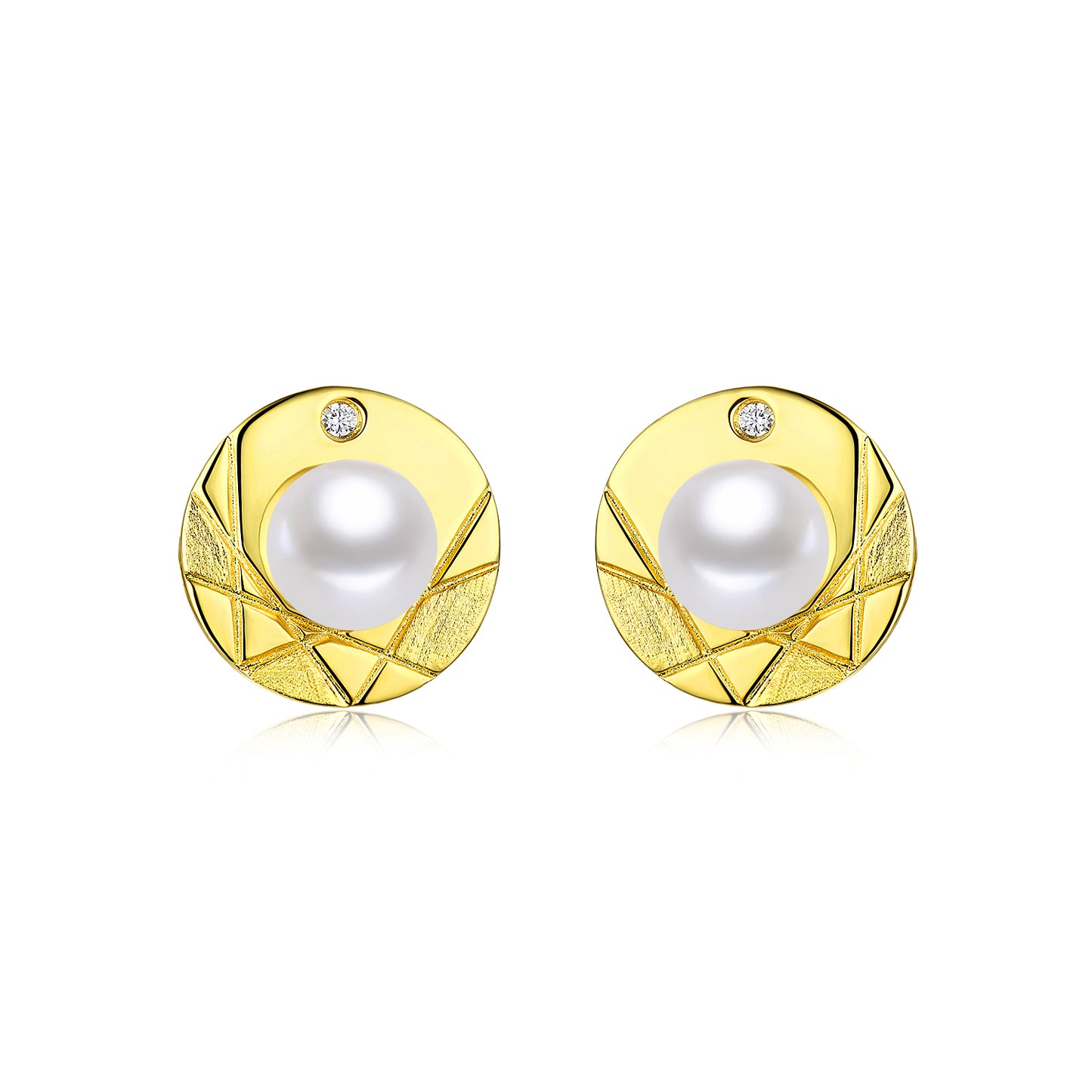 CAI Women Collection - Gold plated 925 Silver Hydrangea Stud Earrings