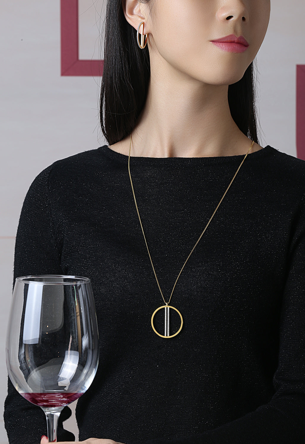 CAI Women Collection - Gold Plated 925 Silver Simple Line Necklace