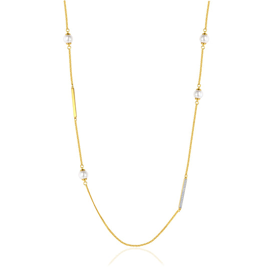 CAI Women Collection - Simple Line Pearl Necklace