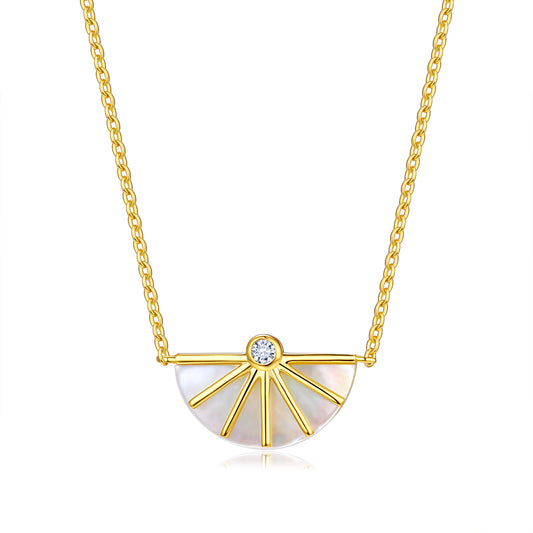 Sun Goddess Collection - Gold Plated 925 Silver  Fan Necklace