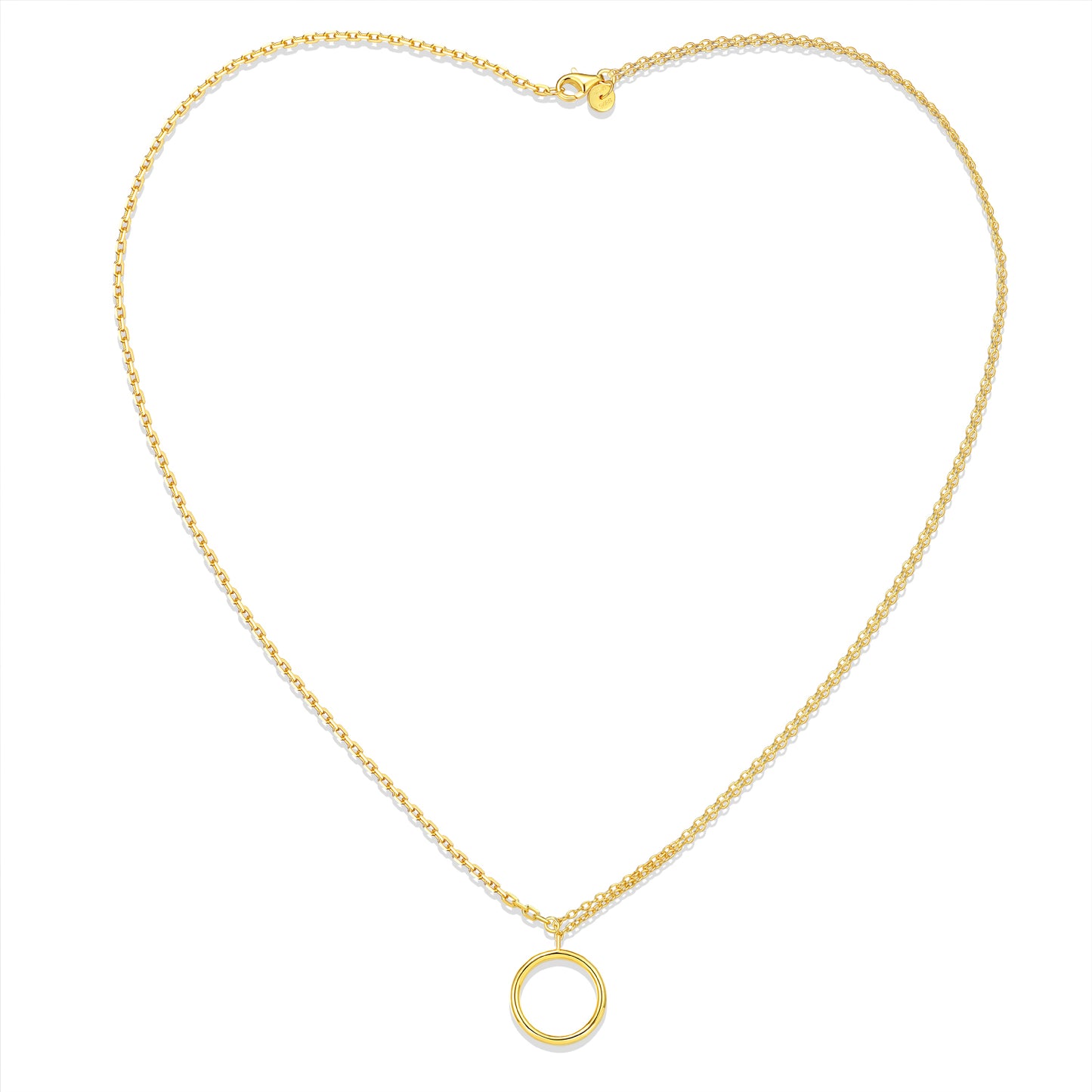 CAI Women Collection - Gold plated 925 Silver Double Line Pendant Necklace