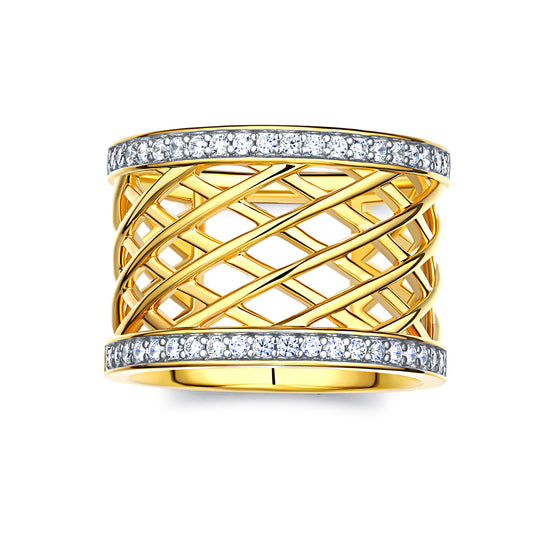 CAI Women Collection - Golden Plated 925 Silver Ring
