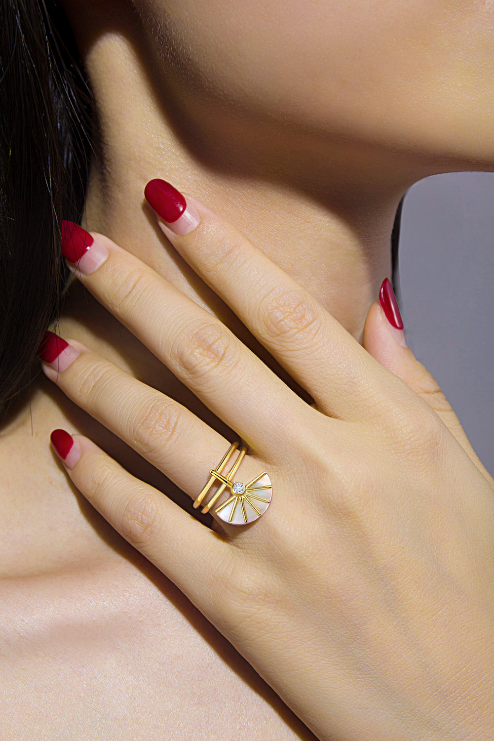 Sun Goddess Collection - Gold Plated 925 Silver  Fan Ring