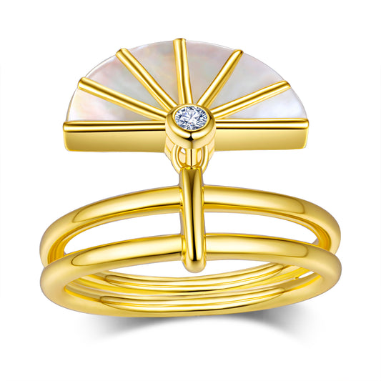 Sun Goddess Collection - Gold Plated 925 Silver  Fan Ring